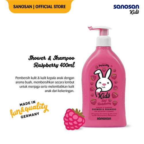 SANOSAN KIDS SHOWER & SHAMPOO RASPBERRY 400ML